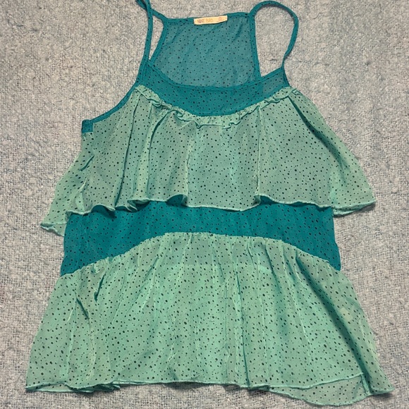 BCBGMaxAzria Teal and Mint Layered Camisole - Picture 1 of 4